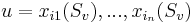 u = {x_{i1}(S_v),..., x_{i_n}(S_v)}