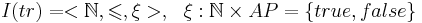 I(tr) = <\mathbb{N}, \leqslant, \xi>, ~~ \xi: \mathbb{N} \times AP = \{true, false\}