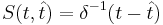 S(t, \hat{t}) = \delta^{-1}(t - \hat{t})