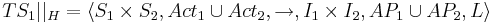 TS_1 ||_H = \langle S_1 \times S_2, Act_1 \cup Act_2, \rightarrow, I_1 \times I_2, AP_1 \cup AP_2, L \rangle